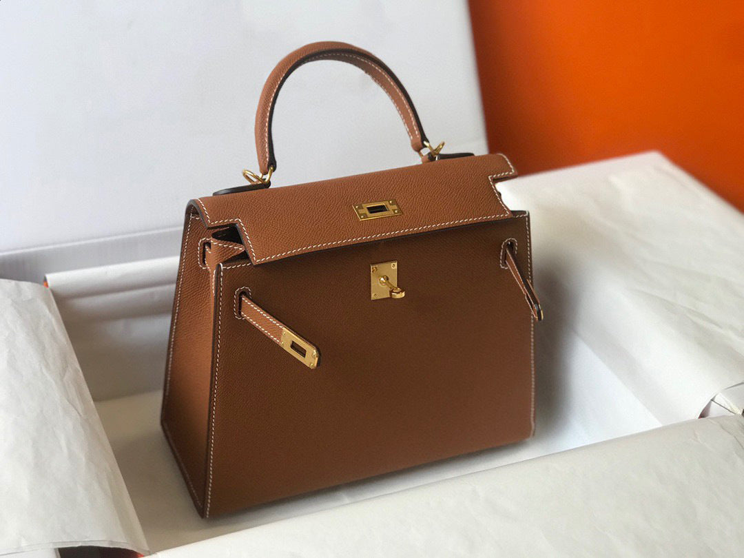 Women's Quality Palm Print Kelly Genuine Leather Shoulder Bags