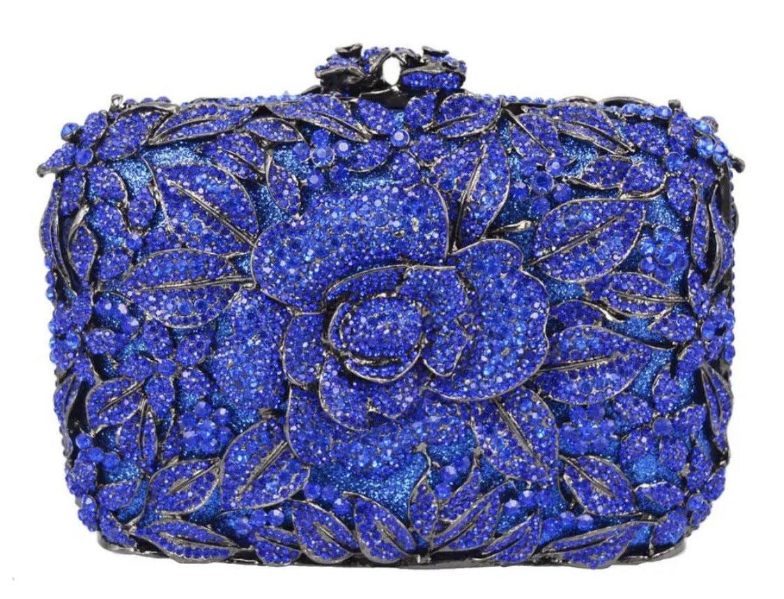 Women's Selected Diamond Hollow Pink Rose Banquet Evening Bags