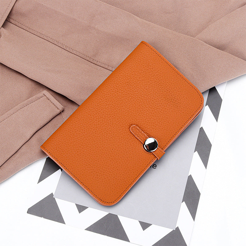 Women's Cowhide Inside Outside Long Clutch Large Ladies Wallets