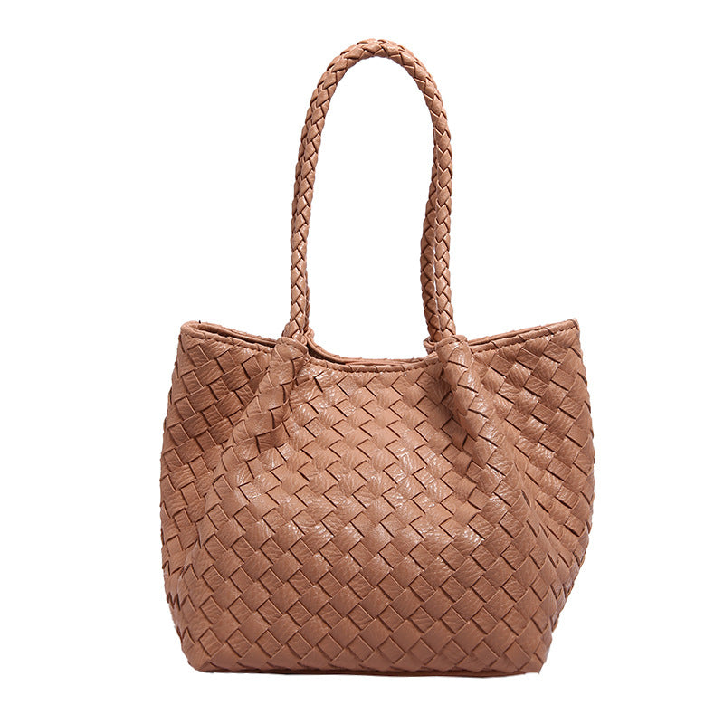 Women's French Style High Sense Woven Texture Shoulder Bags