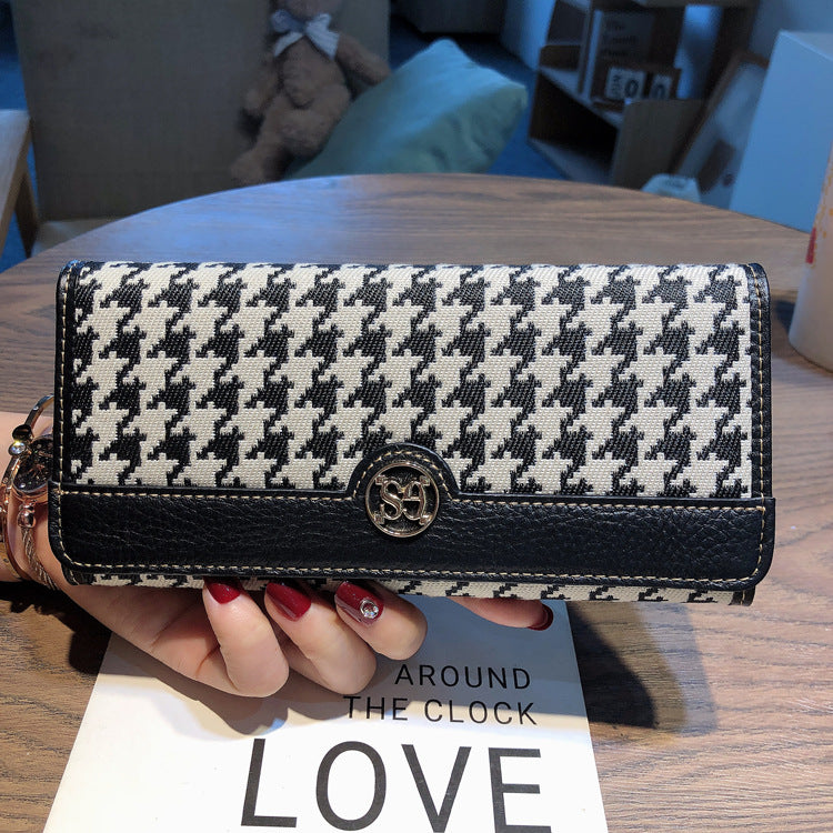 Women's Long Genuine Leather Design Multi Canvas Ladies Wallets