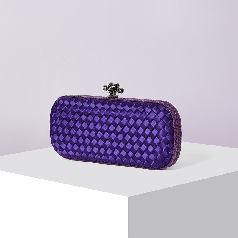 Women's Silk Hand-woven Simplicity Dinner Chain Pouch Evening Bags