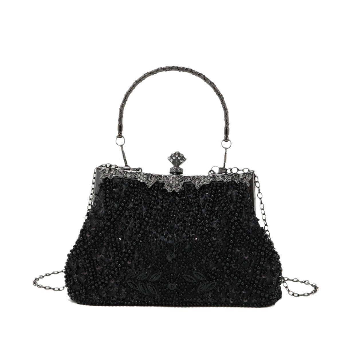 Women's Retro Handmade Pearl Embroidery Beaded Sequins Evening Bags