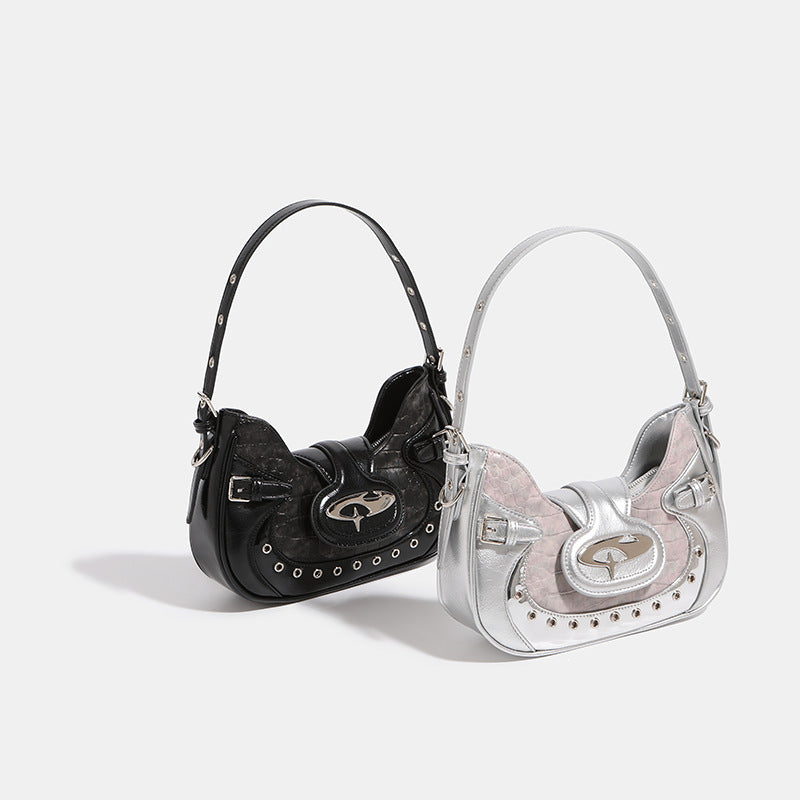 Motorcycle Saddle Female Design Crocodile Pattern Armpit Bags