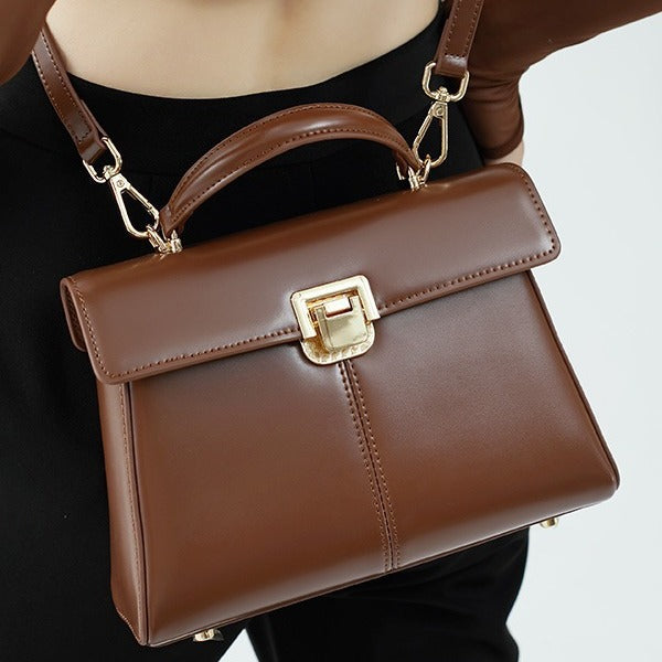 Texture Vachette Clasp Commuter Genuine Leather Crossbody Bags