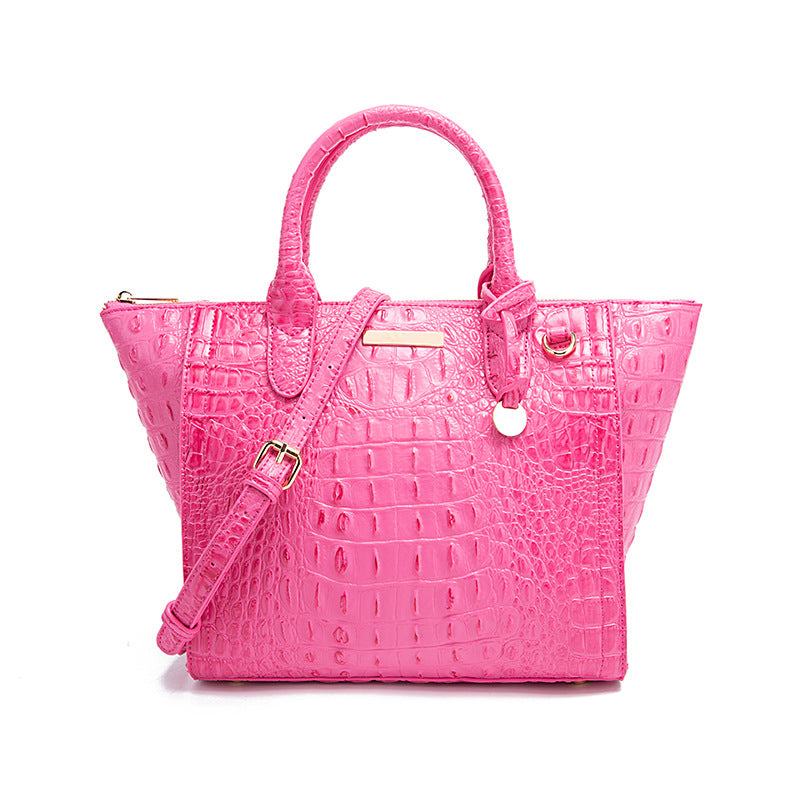 Classy Women's Crocodile Pattern Large Capacity Handbags