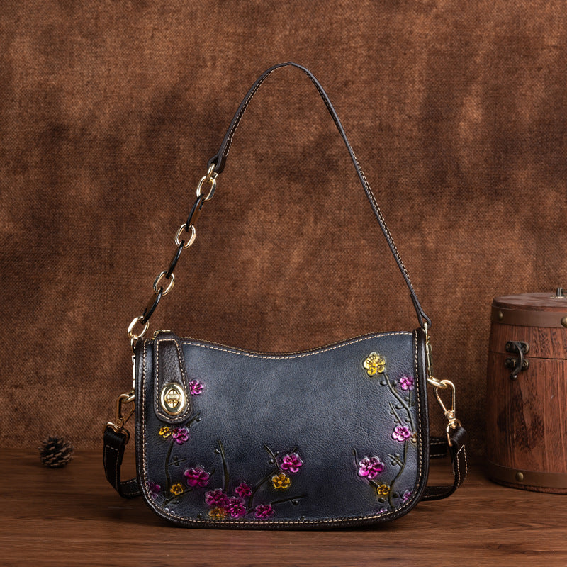 Women's Underarm Layer Cattlehide Leather Fashion Simple Crossbody Bags