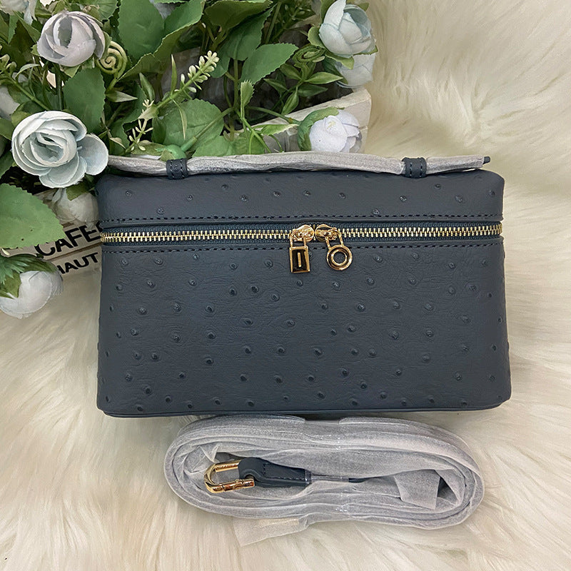 Women's Lunch Box Ostrich Leather Popular For Crossbody Bags