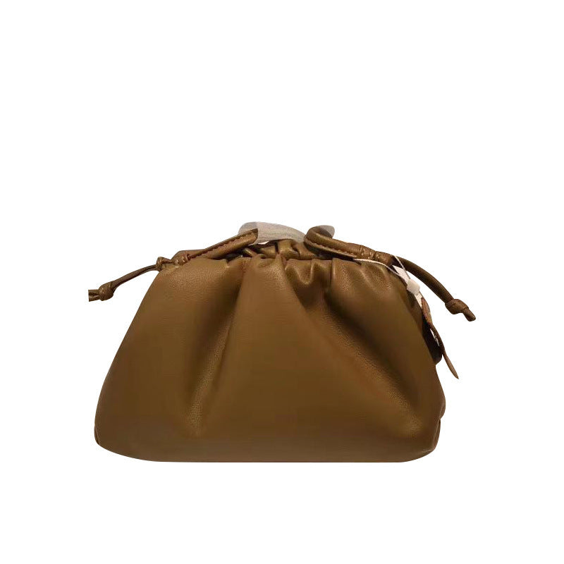 Women's Genuine Leather Solid Color Trendy Dumpling Shoulder Bags