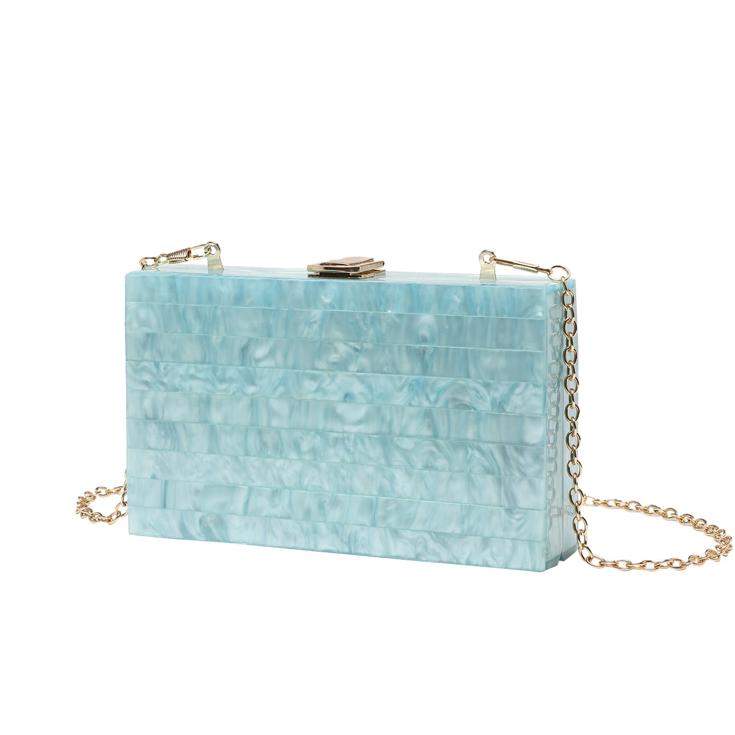 Dinner Fashion Striped Stitching Pearlescent Acrylic Handbags