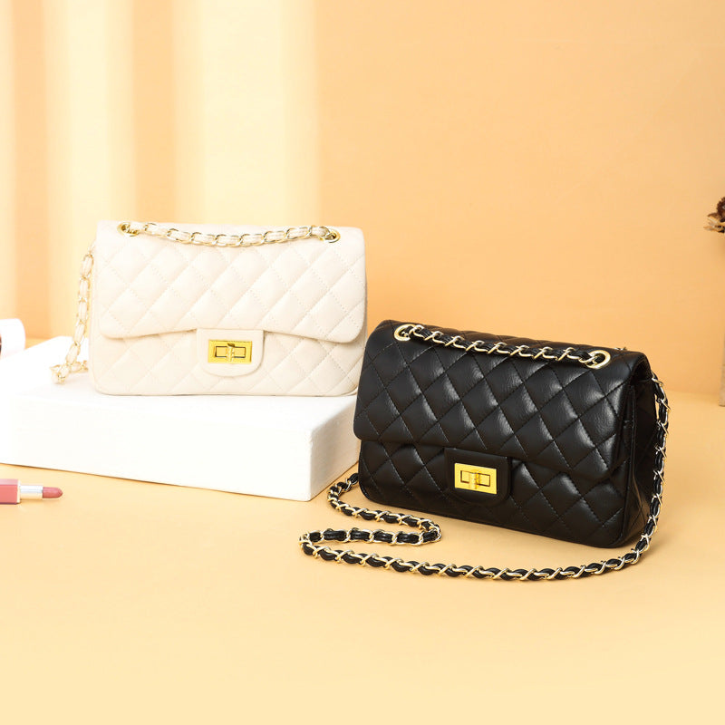 Women's Classic Style Diamond Pattern Chain Leather Crossbody Bags