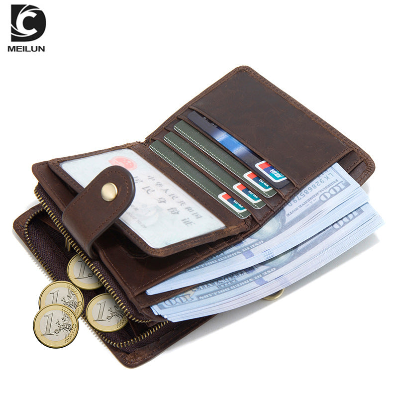 Men's Elegant Retro Cowhide Foldable Gift Coin Purses