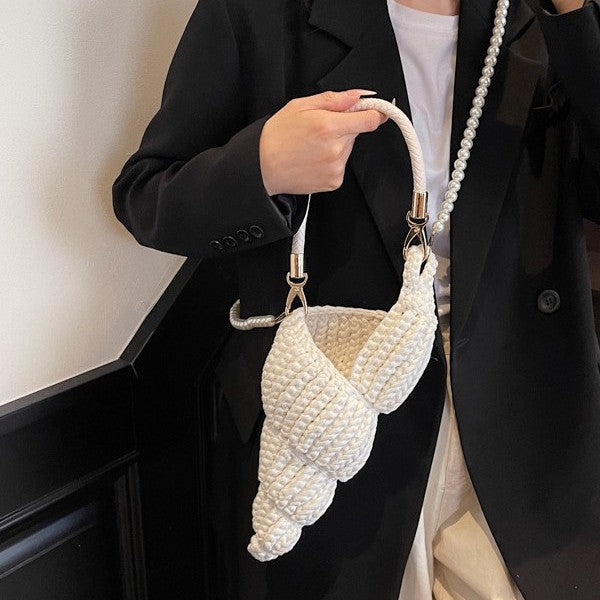 Women's Woven Handmade Seaside Conch Shell Strap Handbags