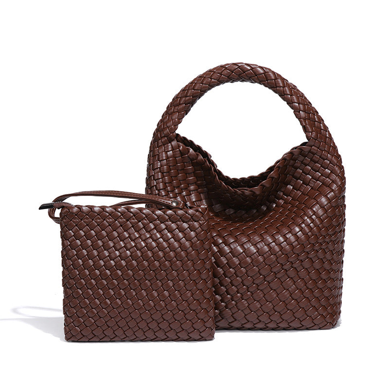 Women's Korean Style Fashionable Woven Pure Color Handbags
