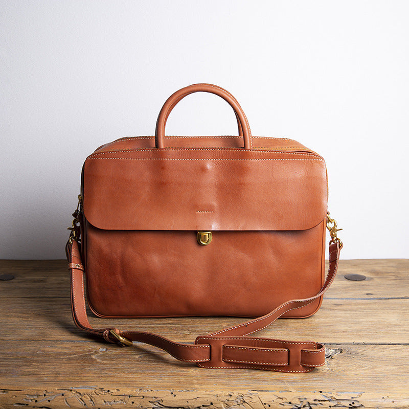 Men's Portable Genuine Leather Retro Commuter Business Bags