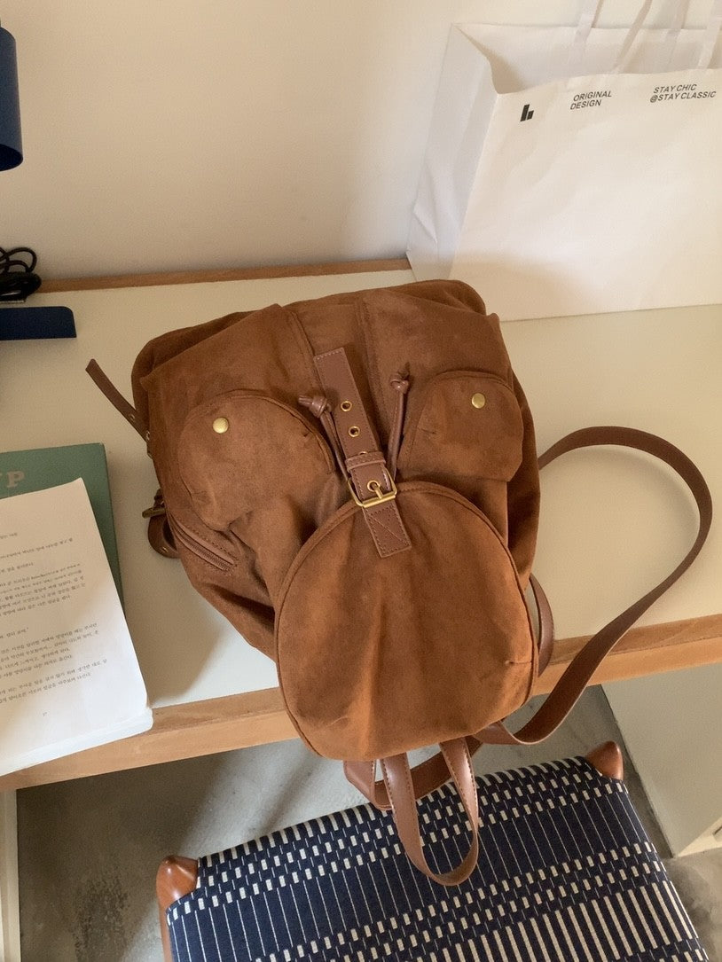 Women's Niche Suede Korean Style Lightweight Backpacks