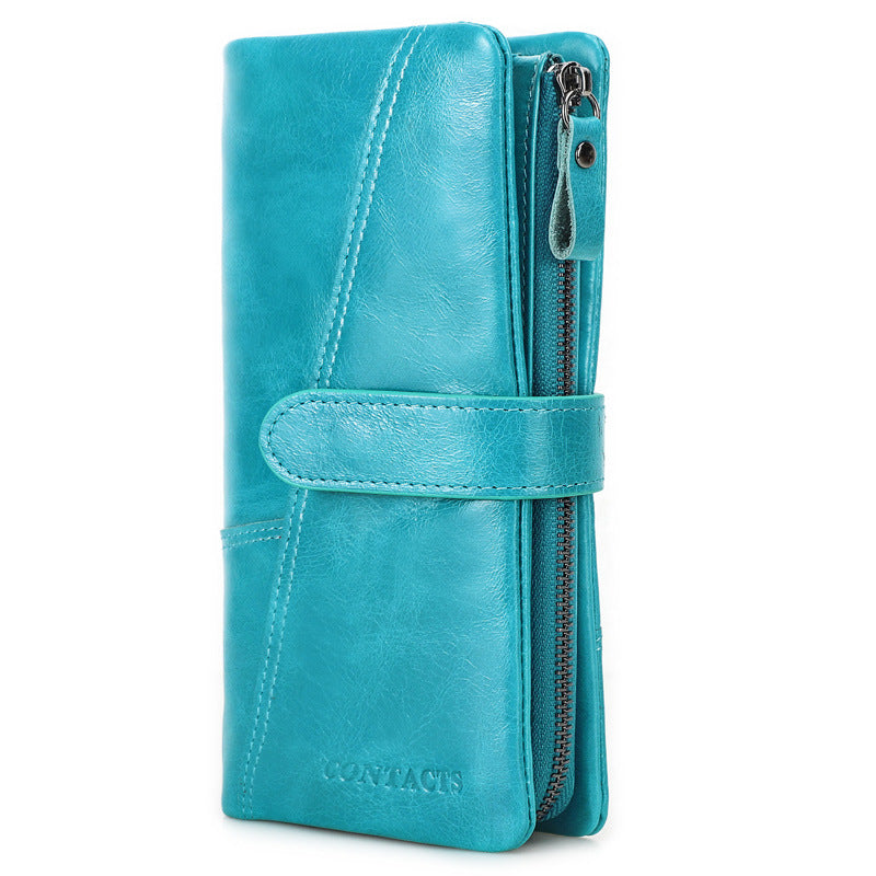 Men's Black Angel Fashion Long Patchwork Cowhide Men's Wallets