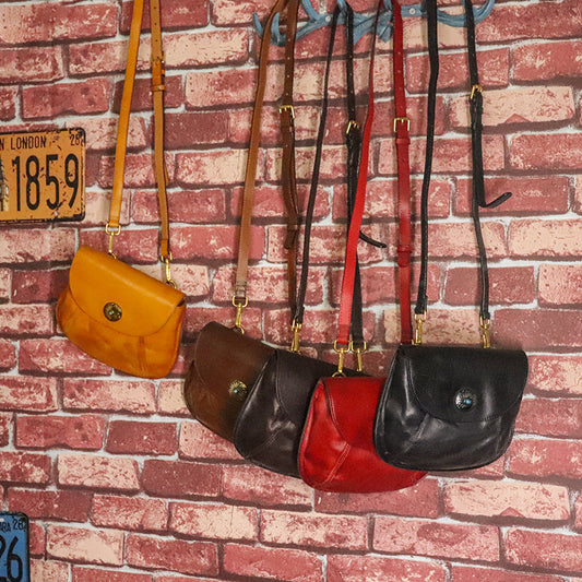 Women's Vegetable Tanned Cattle Leather Vintage Hand-rub Crossbody Bags