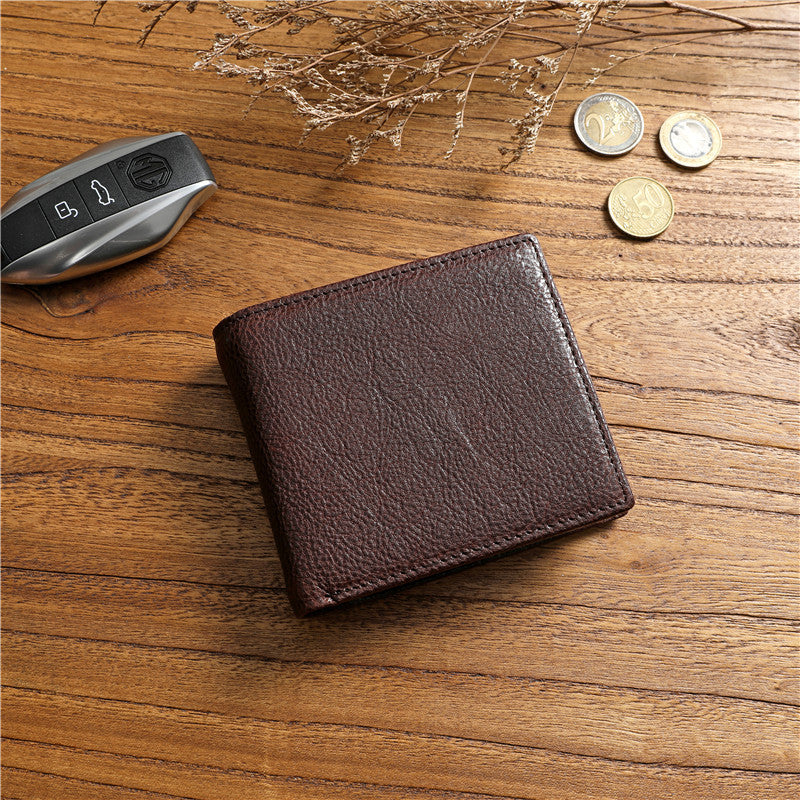 Men's Vegetable Tanned Leather Cowhide Short Multiple Slots Men's Wallets