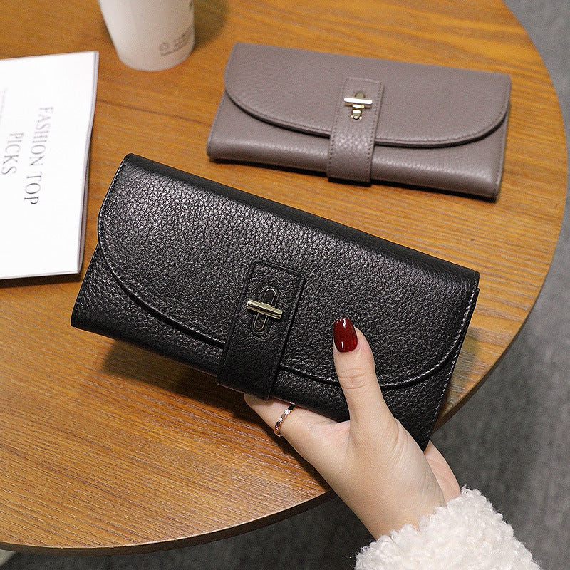 Women's Genuine Leather Long Korean Clutch Female First Ladies Wallets