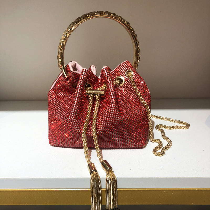 New Rhinestone Metal Clutch Tassel Chain Shoulder Bags