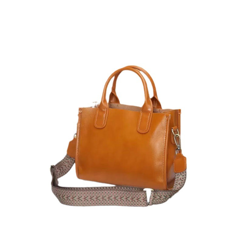 Women's Genuine Leather Vintage Black Fashion Commuter Handbags