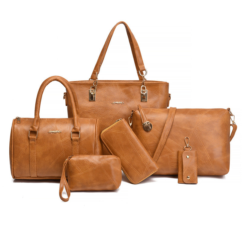 Women's Fashion Simple Leather Pattern Set Mother Shoulder Bags
