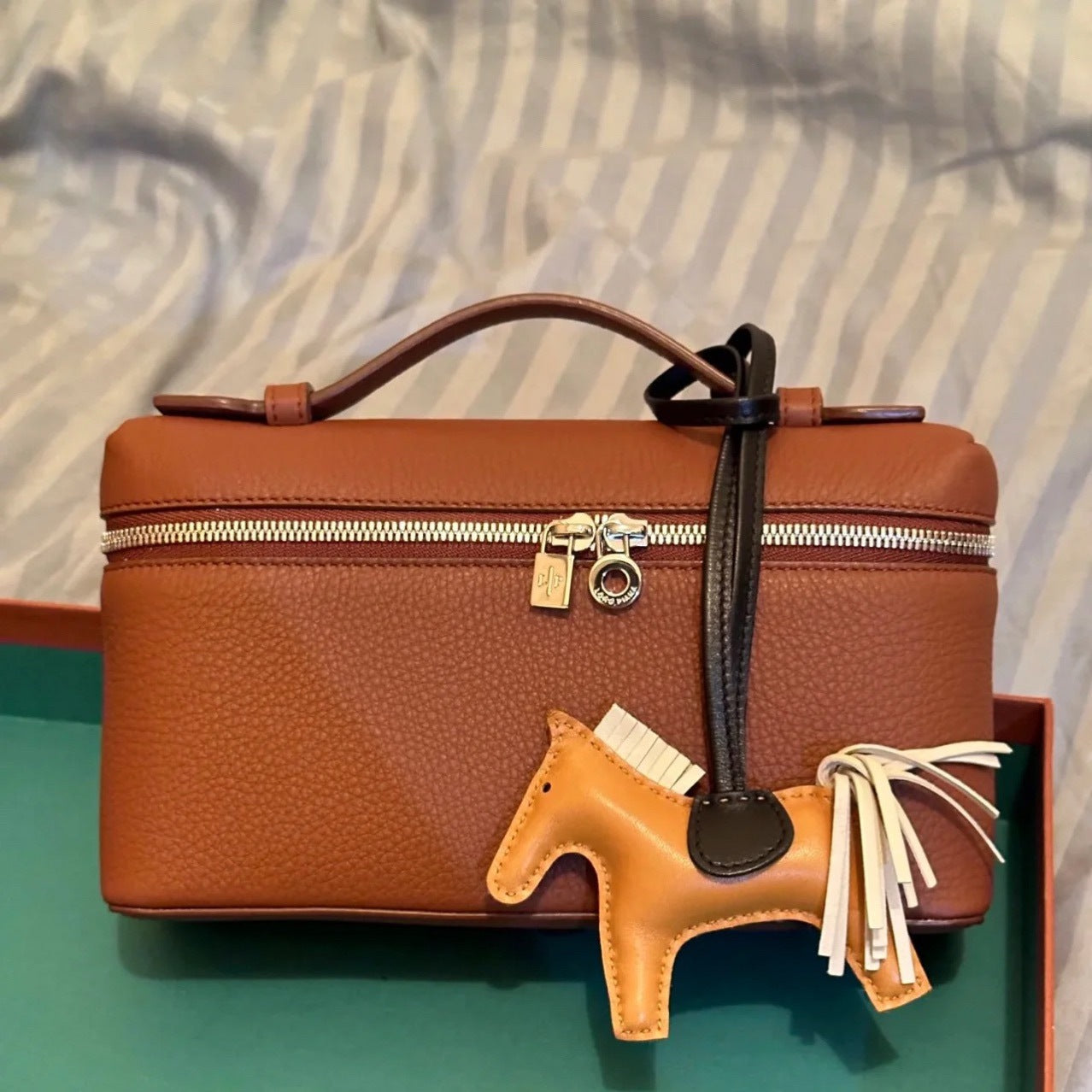 Women's Leather Lunch Box Kelly Lychee Pattern Crossbody Bags