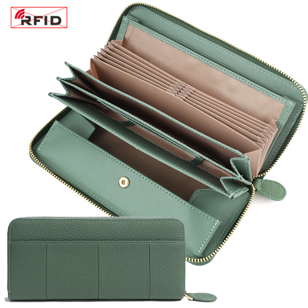 Women's Long Genuine Leather Multiple Slots Large Ladies Wallets