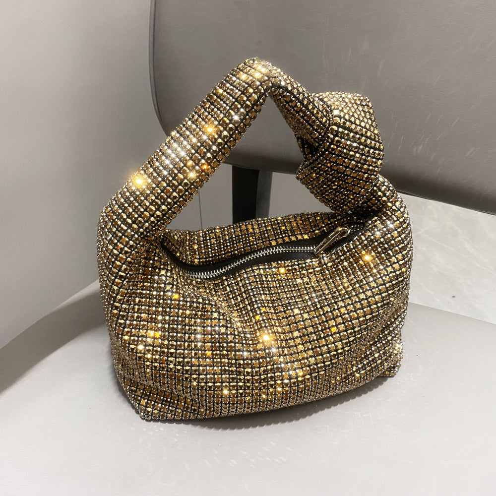 Women's Rhinestone Big Diamond Knotted Fashion Underarm Handbags
