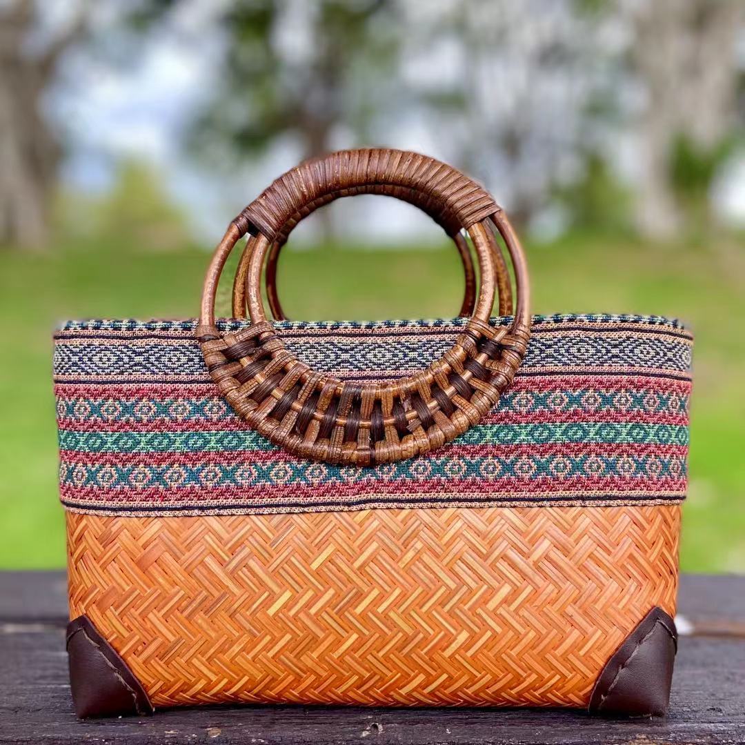 Retro Ethnic Style Bamboo Woven Leisure Large Bags