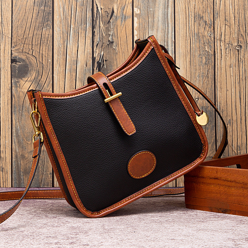 Women's Fashion Retro Grain Pebble Pattern Contrast Crossbody Bags