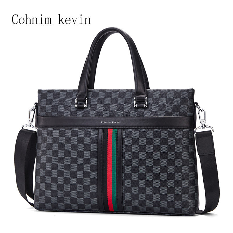 Men's Plaid Business Classic Hand Carrying Inch Men's Handbags