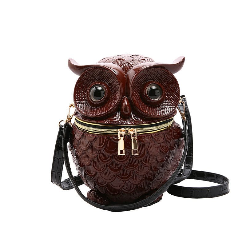 Textured Niche Female Personalized Owl Shape Shoulder Bags