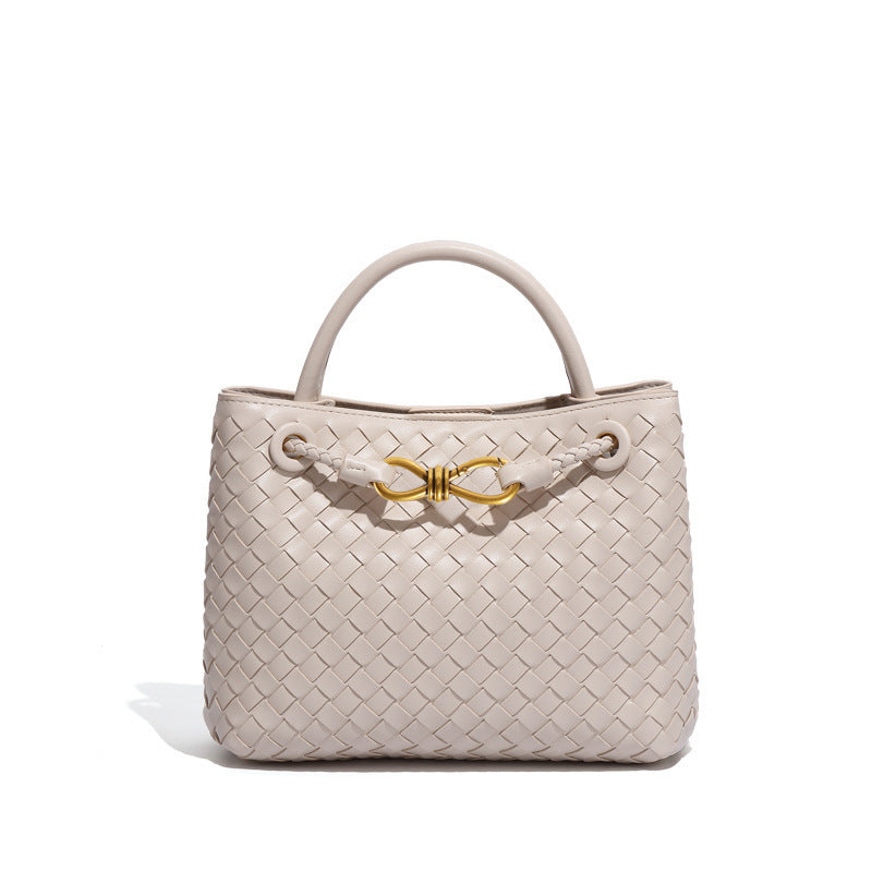 Women's Woven Handmade Weaving Metal Cord Fastener Crossbody Bags