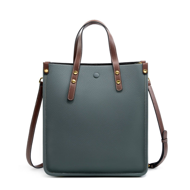 Leather Vertical First Layer Cowhide Commuter Handbags