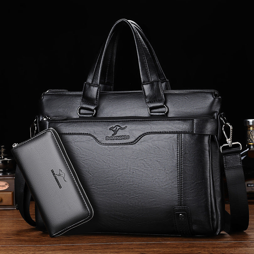 Men's Business Cowhide Textured Soft Leather Men's Handbags