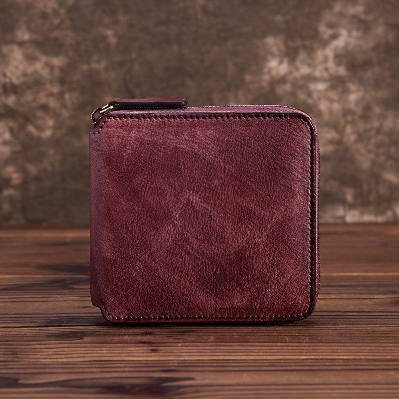 First Layer Cowhide Multiple Slots Texture Short Men's Wallets