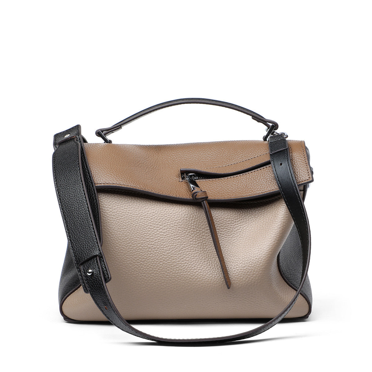 Women's Genuine Leather Fashion Trendy Color Block Bags