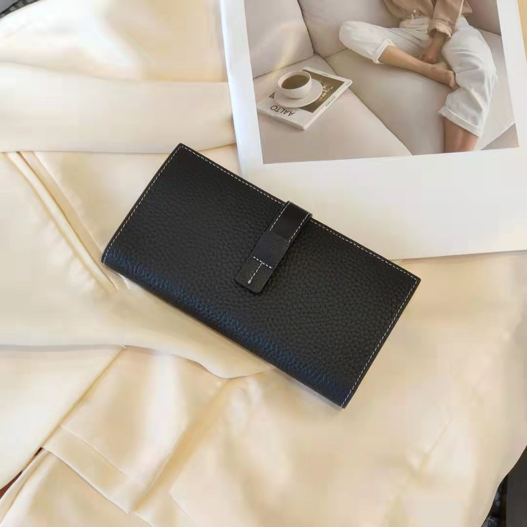 Classic Long First Layer Cowhide Clutch Handbags