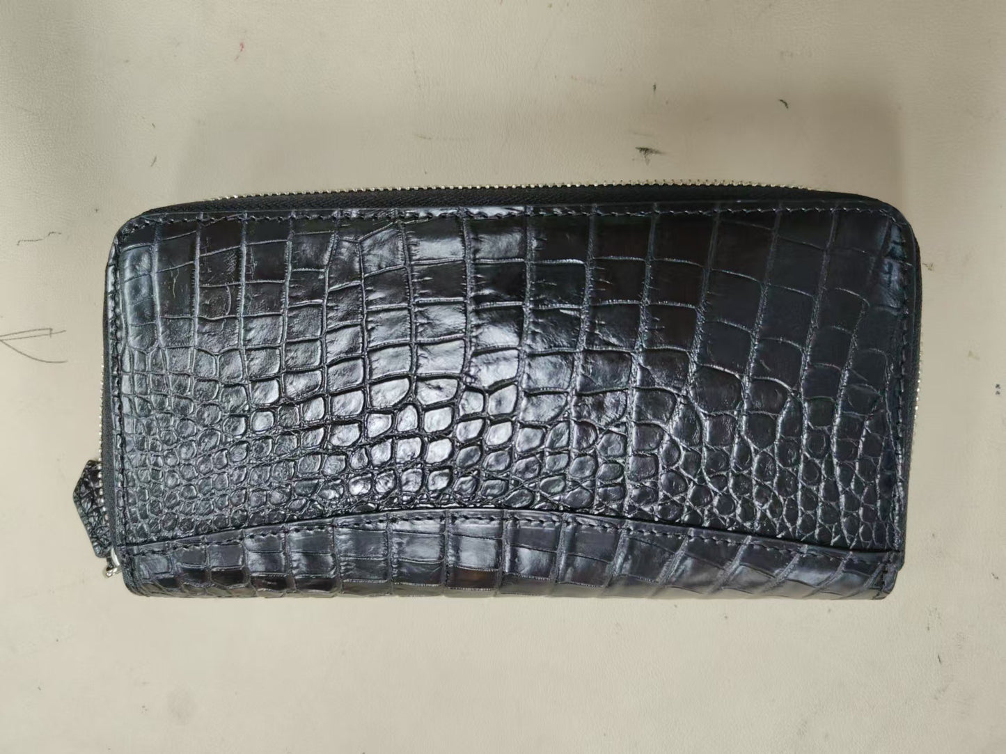 Men's Bright Crocodile Belly Clutch Leather Long Men's Handbags