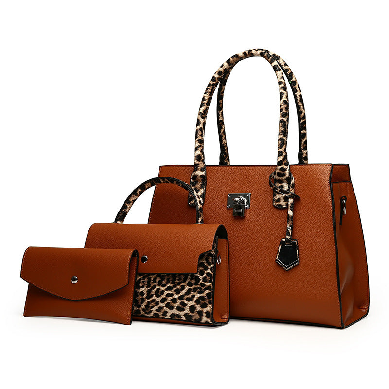 Women's Trendy Large Capacity Leopard Print Set Handbags