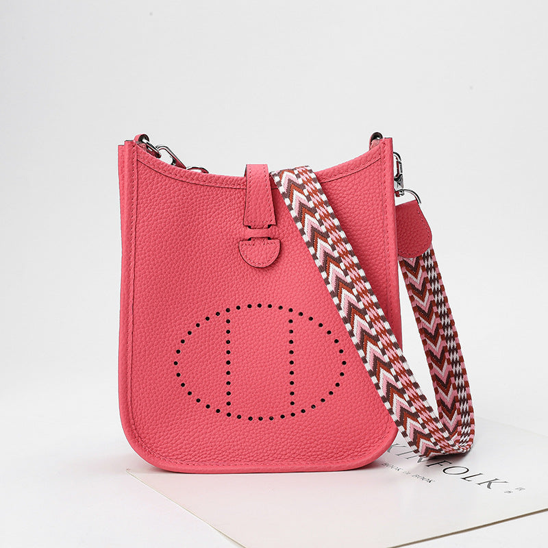 Women's First Layer Cowhide Genuine Leather Lychee Crossbody Bags