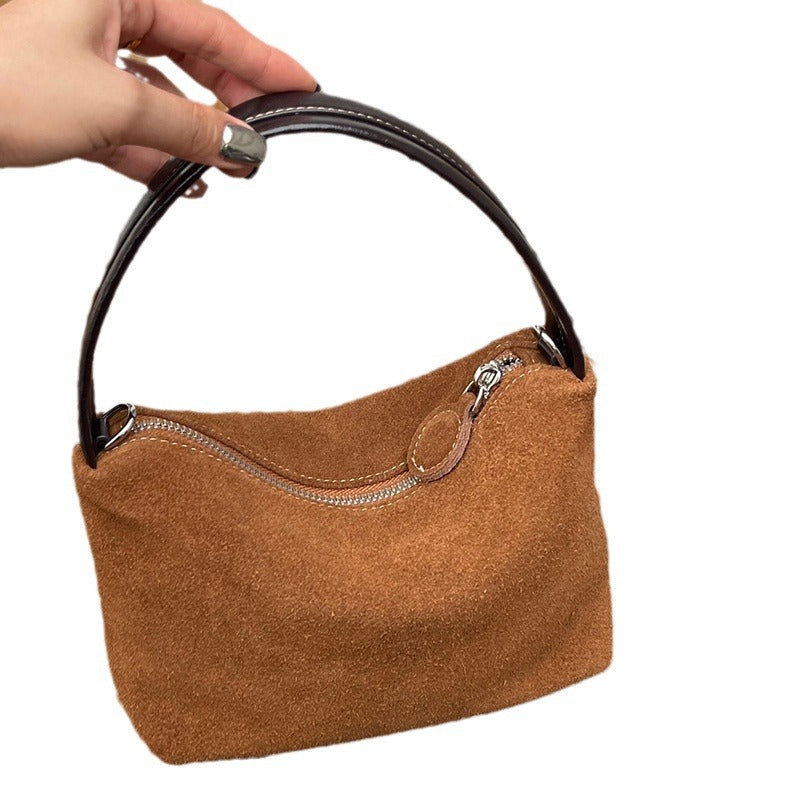 Women's High-grade Suede Cowhide Lunch Box Retro Crossbody Bags