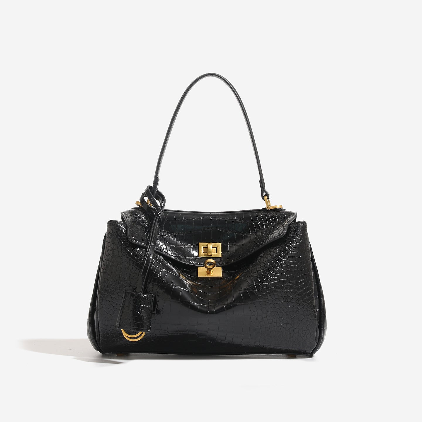 Women's Niche Idle Style Suede Crocodile Pattern Large Bags