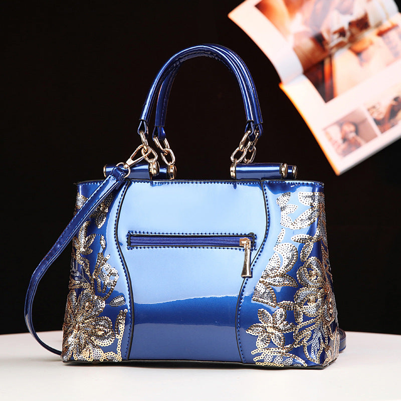 Women's Embroidered Sequined Large Capacity Multi Compartment Handbags