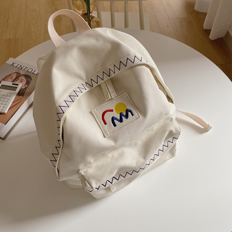 Women's Simple Versatile Canvas High Korean Style Backpacks