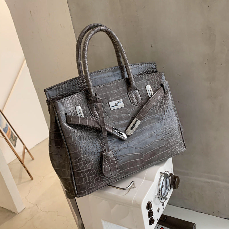 Women's Stylish Crocodile Pattern Fashionable Kelly Shoulder Bags