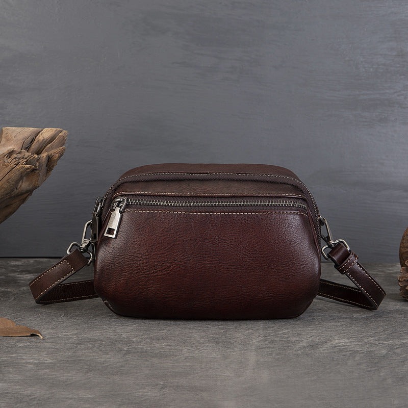 Women's Round Hand-rub Color Soft Large Capacity Crossbody Bags