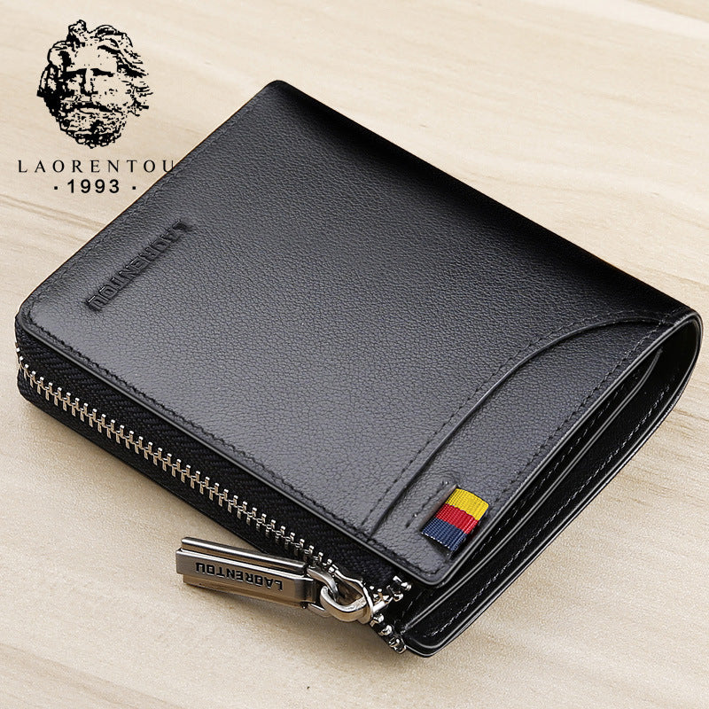 Men's Genuine Leather Short Simple First Layer Men's Wallets